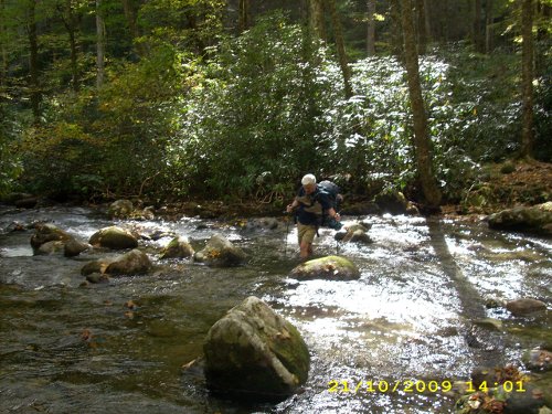 Dad crosses the stream
