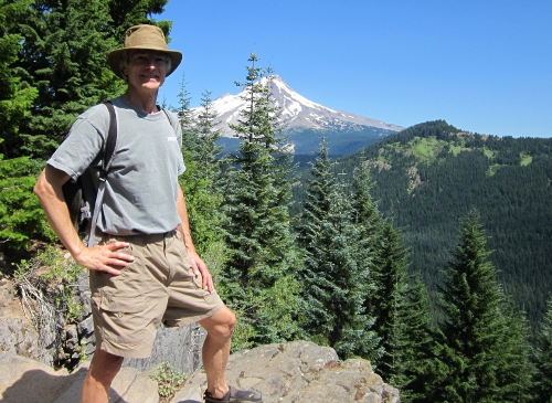 Rocky outcropping with Mt. Hood background