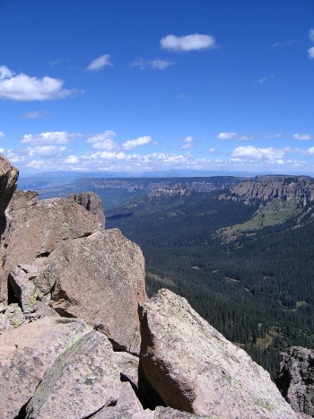 View north from near the volcanic peak of Courthouse Mountain