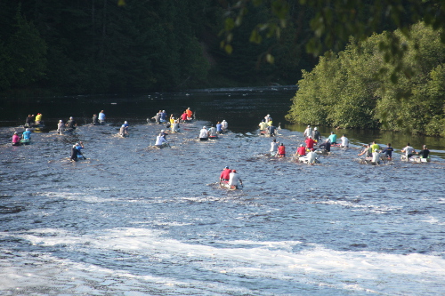 Start of the canoe race on the Tahquamanon River